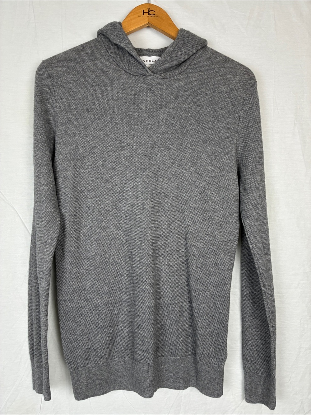 Everlane Men’s Small Gray Hooded Knit Sweater Cashmere Cotton Lighter Weight